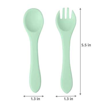 PandaEar Silicone Baby Spoon and Fork Set| 6 Pack First Stage Baby Self Feeding Spoons 6+ Months| Toddler Baby Utensils 6-12 Months| Infant Baby LED Weaning Spoons Feeding Supplies