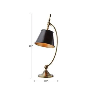Amazon Brand – Stone & Beam Vintage Antique Arc Table Desk Lamp With LED Light Bulb - 19.5 x 10 x 25 Inches, Black/Antique Brass
