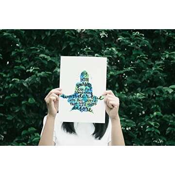 By Being Yourself Inspirational Wall Art Quotes Painting Print Blue Green and Teal Gifts for Friends Meditation Decor Unframed (8x10)