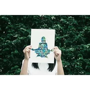 By Being Yourself Inspirational Wall Art Quotes Painting Print Blue Green and Teal Gifts for Friends Meditation Decor Unframed (8x10)