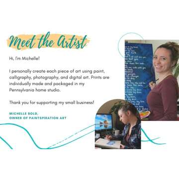 By Being Yourself Inspirational Wall Art Quotes Painting Print Blue Green and Teal Gifts for Friends Meditation Decor Unframed (8x10)