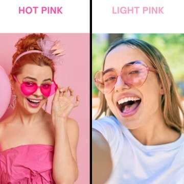 4E's Novelty Heart Shaped Sunglasses for Women (2 Pack) - Cute Pink Heart Sunglasses for Parties, Festivals Sunglasses Party Favors, Valentines Costume Sunglasses, Hot Pink Accessories for Women