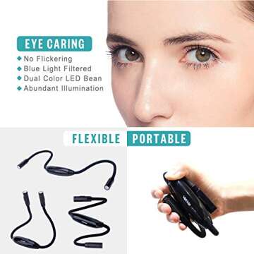 Vekkia Lightweight Neck Reading Light - 3 Colors, 9 Brightness Levels. Rechargeable & Hand - Free. f...