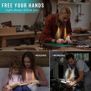 Vekkia Lightweight Neck Reading Light - 3 Colors, 9 Brightness Levels. Rechargeable & Hand - Free. for Reading in Bed, Knitting, Crocheting, Sewing & Crafts, with Long - Lasting and Portable Design