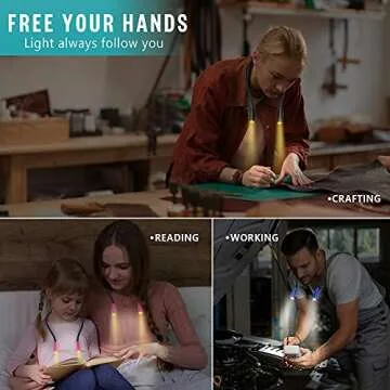 Vekkia Lightweight Neck Reading Light - 3 Colors, 9 Brightness Levels. Rechargeable & Hand - Free. for Reading in Bed, Knitting, Crocheting, Sewing & Crafts, with Long - Lasting and Portable Design