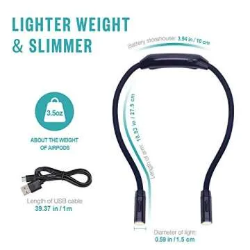 Vekkia Lightweight Neck Reading Light - 3 Colors, 9 Brightness Levels. Rechargeable & Hand - Free. for Reading in Bed, Knitting, Crocheting, Sewing & Crafts, with Long - Lasting and Portable Design