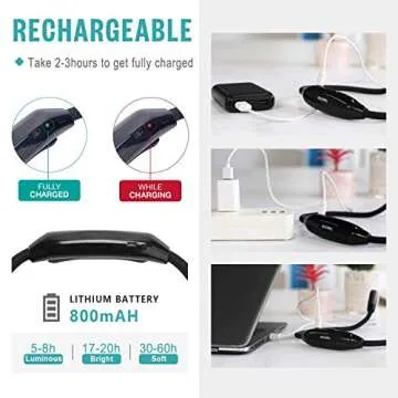 Vekkia Lightweight Neck Reading Light - 3 Colors, 9 Brightness Levels. Rechargeable & Hand - Free. for Reading in Bed, Knitting, Crocheting, Sewing & Crafts, with Long - Lasting and Portable Design