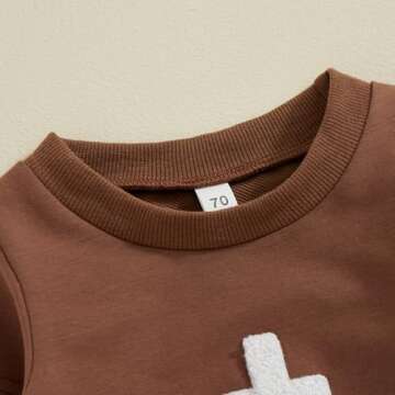 Lamuusaa Newborn Baby Boy Football Outfit Long Sleeve Football Embroidery Romper One Piece Bodysuit Jumpsuit 0-18M (Light Brown, 6-12 Months)