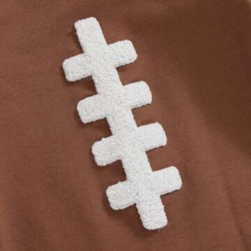 Lamuusaa Newborn Baby Boy Football Outfit Long Sleeve Football Embroidery Romper One Piece Bodysuit Jumpsuit 0-18M (Light Brown, 6-12 Months)