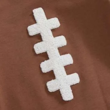 Lamuusaa Newborn Baby Boy Football Outfit Long Sleeve Football Embroidery Romper One Piece Bodysuit Jumpsuit 0-18M (Light Brown, 6-12 Months)