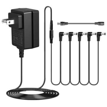 JOYO DC 9V 1.2A Guitar Pedal Power Supply with 5 Way Daisy Chain Cables, AC Wall Charger Power Adapt...