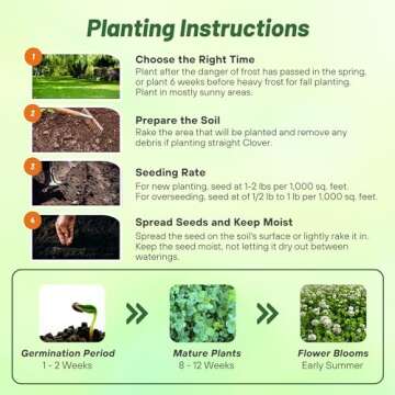 Outsidepride Perennial White Dutch Clover Seed - 2 lbs. Nitrocoated, Inoculated Clover Seeds for Lawn Alternative, Erosion Control, Food Plots, Ground Cover, & Pasture Mixtures in USDA Zones 3-10