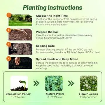 Outsidepride Perennial White Dutch Clover Seed - 2 lbs. Nitrocoated, Inoculated Clover Seeds for Lawn Alternative, Erosion Control, Food Plots, Ground Cover, & Pasture Mixtures in USDA Zones 3-10