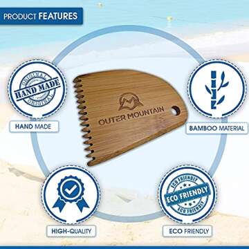 Eco-Friendly Bamboo Surfboard Wax Comb for Surfers