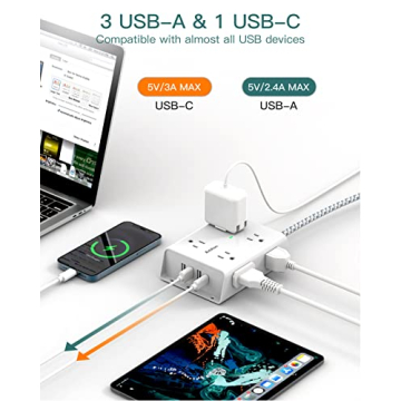 12 IN 1 Power Strip with USB-C for Home and Office