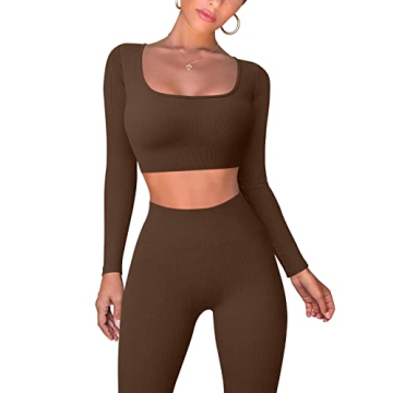 OQQ Women's Ribbed Workout 2 Piece Set for Active Lifestyle