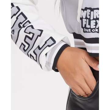 babyhealthy Womens Crop Varsity Jacket Stitched Leather Baseball Bomber Jacket Y2K Streetwear Short Coat C Black