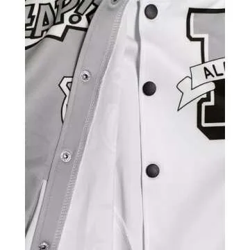 babyhealthy Womens Crop Varsity Jacket Stitched Leather Baseball Bomber Jacket Y2K Streetwear Short Coat C Black