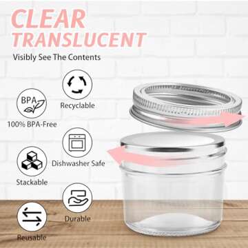 TUZAZO 4oz Mason Jars 8 Pack for Crafts & Storage