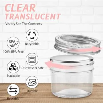 TUZAZO 4oz Mason Jars 8 Pack for Crafts & Storage