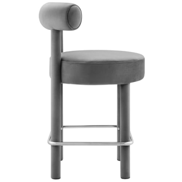 Modway EEI-6384-GRY-SLV Toulouse Performance Velvet Counter Stool, Gray Silver