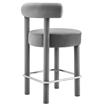 Modway EEI-6384-GRY-SLV Toulouse Performance Velvet Counter Stool, Gray Silver