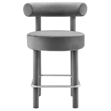 Modway EEI-6384-GRY-SLV Toulouse Performance Velvet Counter Stool, Gray Silver