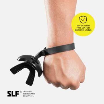 SLEEFS Football Mouth Guard - Lip/Mouthguard with Helmet Strap - Lip/Teeth Protector Mouthpiece - No Boil - for Youth/Adults, Maximum Air Flow, for All Sports - Momma This One for You in Black