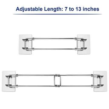 RV Shower Corner Storage Bar- Adjustable Stainless Steel Rod for Corner Shelves in Camper, Length 7-...