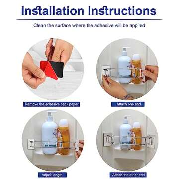 RV Shower Corner Storage Bar- Adjustable Stainless Steel Rod for Corner Shelves in Camper, Length 7-13 inches- RV Bathroom Organization Must Have Accessories (1 Pack