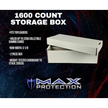 Shoe 2 Row Storage Box (1600 Ct.) - Cardboard Storage Boxes - Baseball, Football, Basketball, Hockey, Sports Card, Gaming & Trading Cards Collecting Supplies by MAX PRO - Made in the USA (5 Pack)