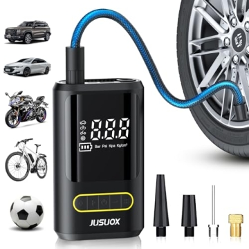 JUSUOX Tire Inflator Portable Air Compressor, 150 PSI Cordless Air Pump for Car Tires, Electric Bike...
