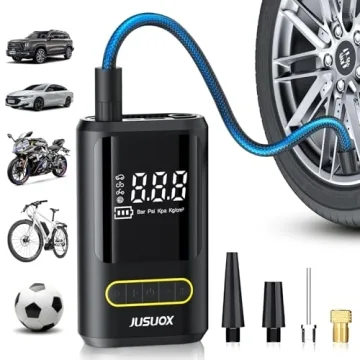 JUSUOX Tire Inflator Portable Air Compressor, 150 PSI Cordless Air Pump for Car Tires, Electric Bike...