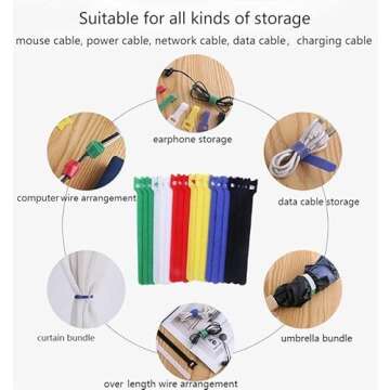 120PCS Reusable Fastening Cable Ties - BSELEYY 6 in Cable Management Ties Cable Straps With Hook and Loop Multipurpose Adjustable Cord Ties Cord Organizer for Home Office (Black)