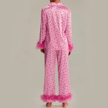 Yiulangde Christmas Silk Pajamas Set for Women - Cute & Cozy