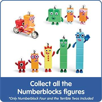 hand2mind Numberblocks Four and The Terrible Twos, Cartoon Action Figure Set, Toy Figures, Play Figure Playsets, Small Figurines for Kids, Number Toys, Math Toys, Stocking Stuffers for Kids 3-5