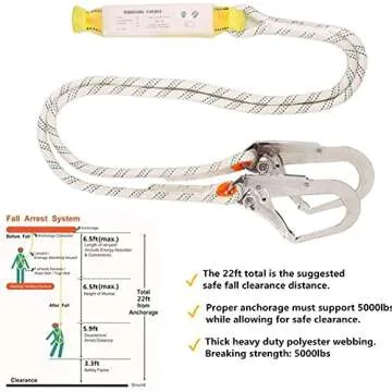 Ymachray Fall Protection Safety Harness OSHA/ANSI Compliant,internal Shock Absorbing landyard&Hook
