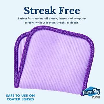Pure-Sky Eyeglass Cleaner Cloth – Streak Free Ultra Microfiber Eyeglass Cleaner Wipes - Leaves no Wiping Marks - [3 Pack] - Cleans Lenses, Glasses, Screens, Cameras, Cell Phone, Eyeglasses, Tablets