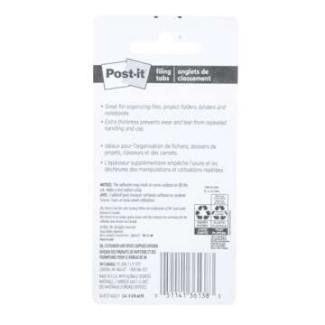 Post-it Tabs, .625 in Solid, Aqua, Lime, Yellow, Red, 10/Color, 40/Dispenser (676-ALYR)