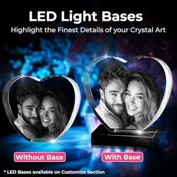 3D innovation 3D Crystal Photo, Customized Gifts for Women, Couple, Wife, Men, Custom Glass Picture in Crystal with Your Own Photo, Heart Laser Etched Crystal, Anniversary Birthday Wedding Gifts