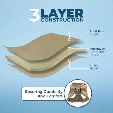 Voyager Step-In Plush Dog Harness – Soft Plush, Step In Vest Harness for Small and Medium Dogs by Best Pet Supplies - Harness (Latte Suede), S (Chest: 14.5 - 16")