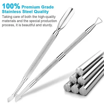 2PCS Professional Stainless Steel Cuticle Pusher Set for Nails
