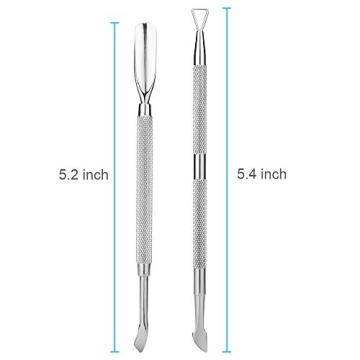 2PCS Professional Stainless Steel Cuticle Pusher Set for Nails