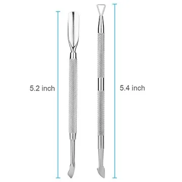 2PCS Professional Stainless Steel Cuticle Pusher Set for Nails