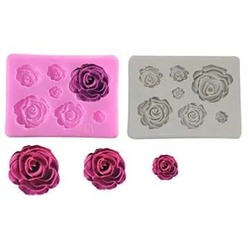 2PCS Rose Flowers silicone molds Cake Chocolate Mold wedding Cake Decorating Tools Fondant Sugarcraft Cake Molds
