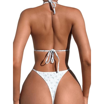 MakeMeChic Floral Triangle Bikini Set - Sexy Summer Swimwear