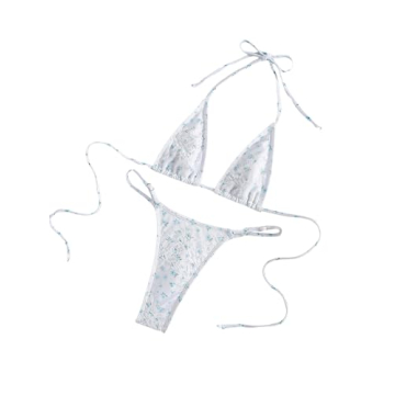 MakeMeChic Floral Triangle Bikini Set - Sexy Summer Swimwear