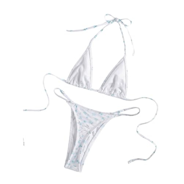 MakeMeChic Floral Triangle Bikini Set - Sexy Summer Swimwear