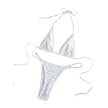 MakeMeChic Floral Triangle Bikini Set - Sexy Summer Swimwear