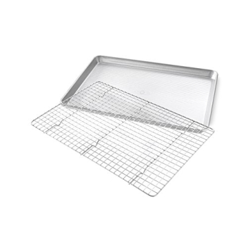USA Pan Bakeware Half Sheet Baking Pan and Bakeable Nonstick and Cooling Rack Set, Metal